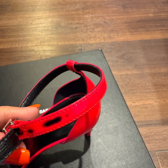 Saint Laurent NWT Vitello Vernice in Hot Pink Strappy ankle strap Heel Sandals. - Picture 12 of 14